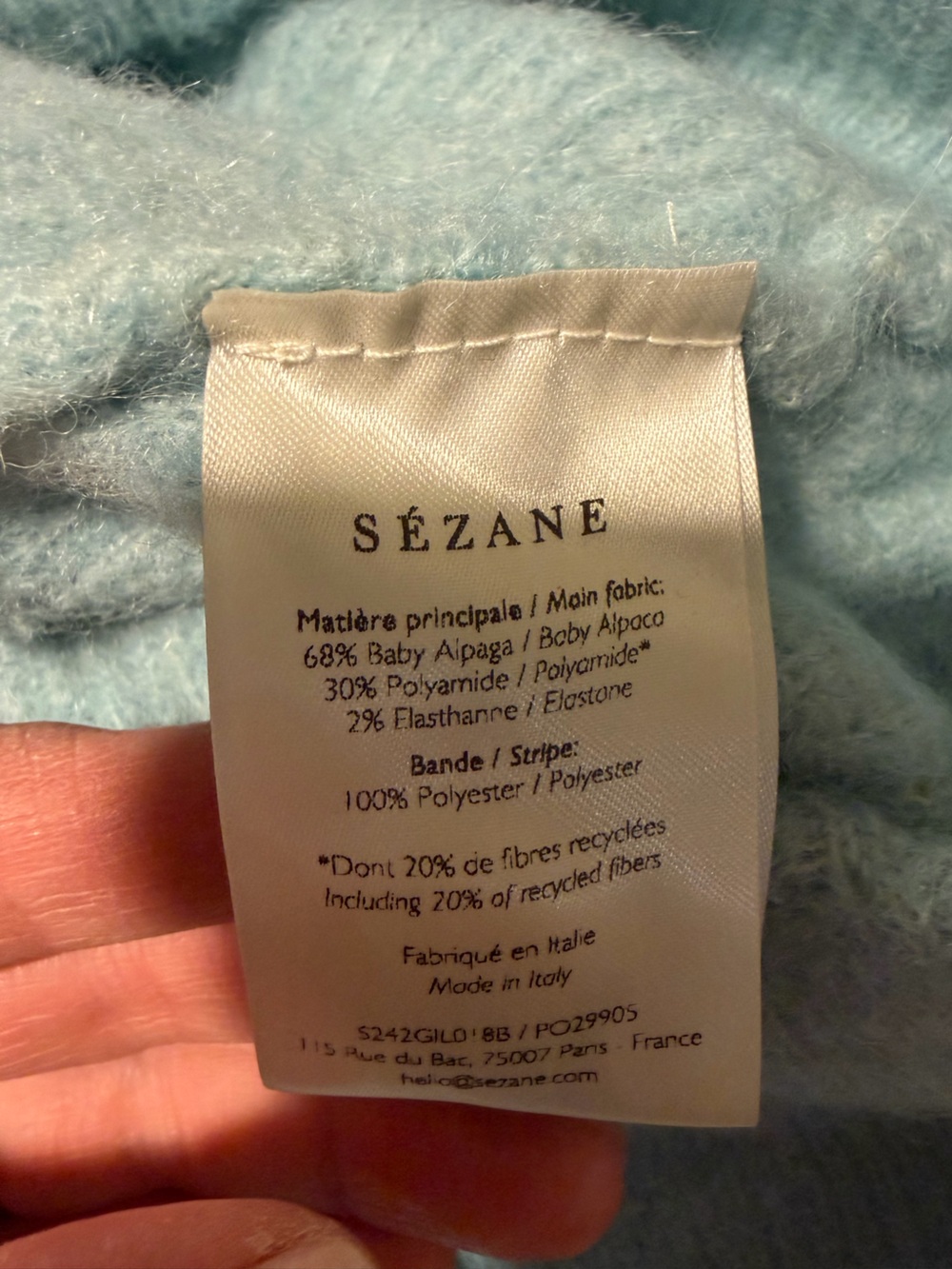 Sezane Othello Cardigan Celadon Blue M - Picture 6 of 6